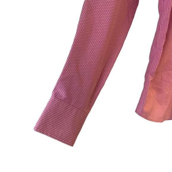 Pre Owned Women’s Lands’ End Long Sleeve Pink Polka Dot Shirt No Iron Sz 2 Style - Picture 3 of 10